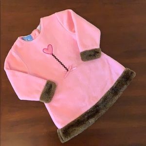 Pink dress with brown trim, size 2T